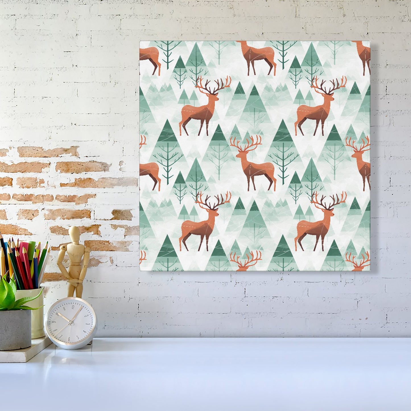 Reindeer On A Snowy Landscape Canvas