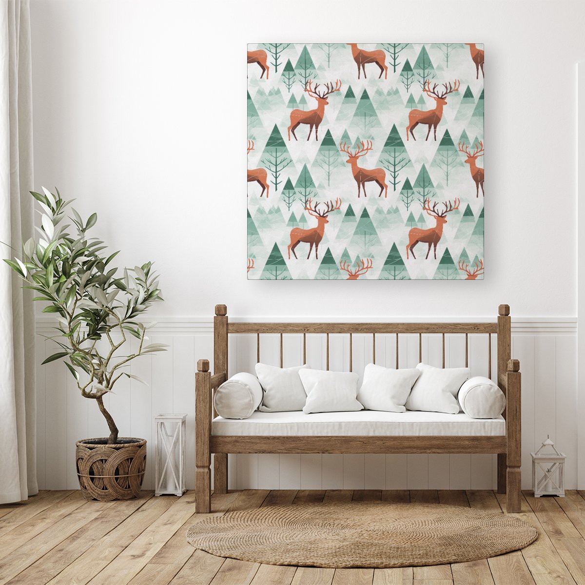 Reindeer On A Snowy Landscape Canvas