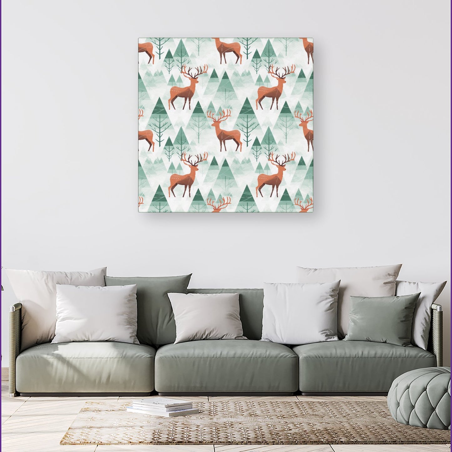 Reindeer On A Snowy Landscape Canvas