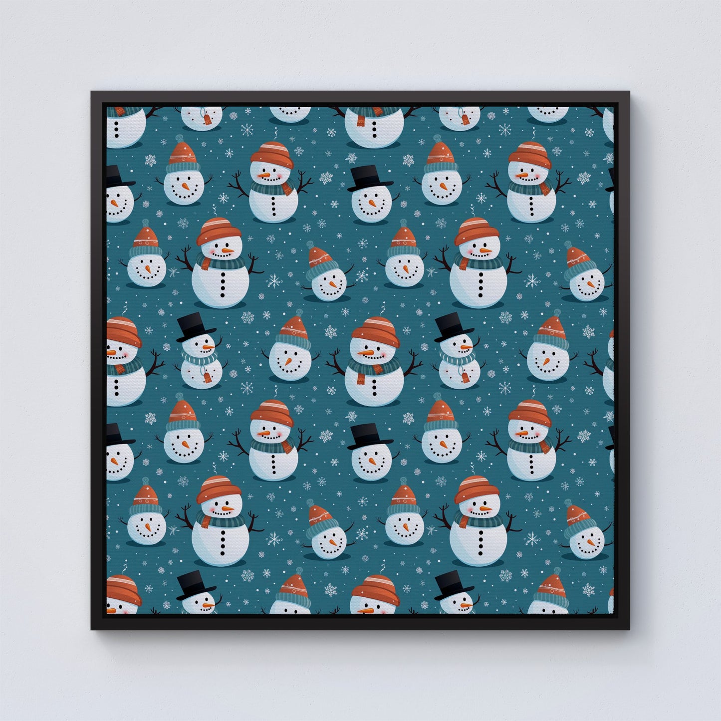 Jolly Christmas Snowmen Framed Canvas