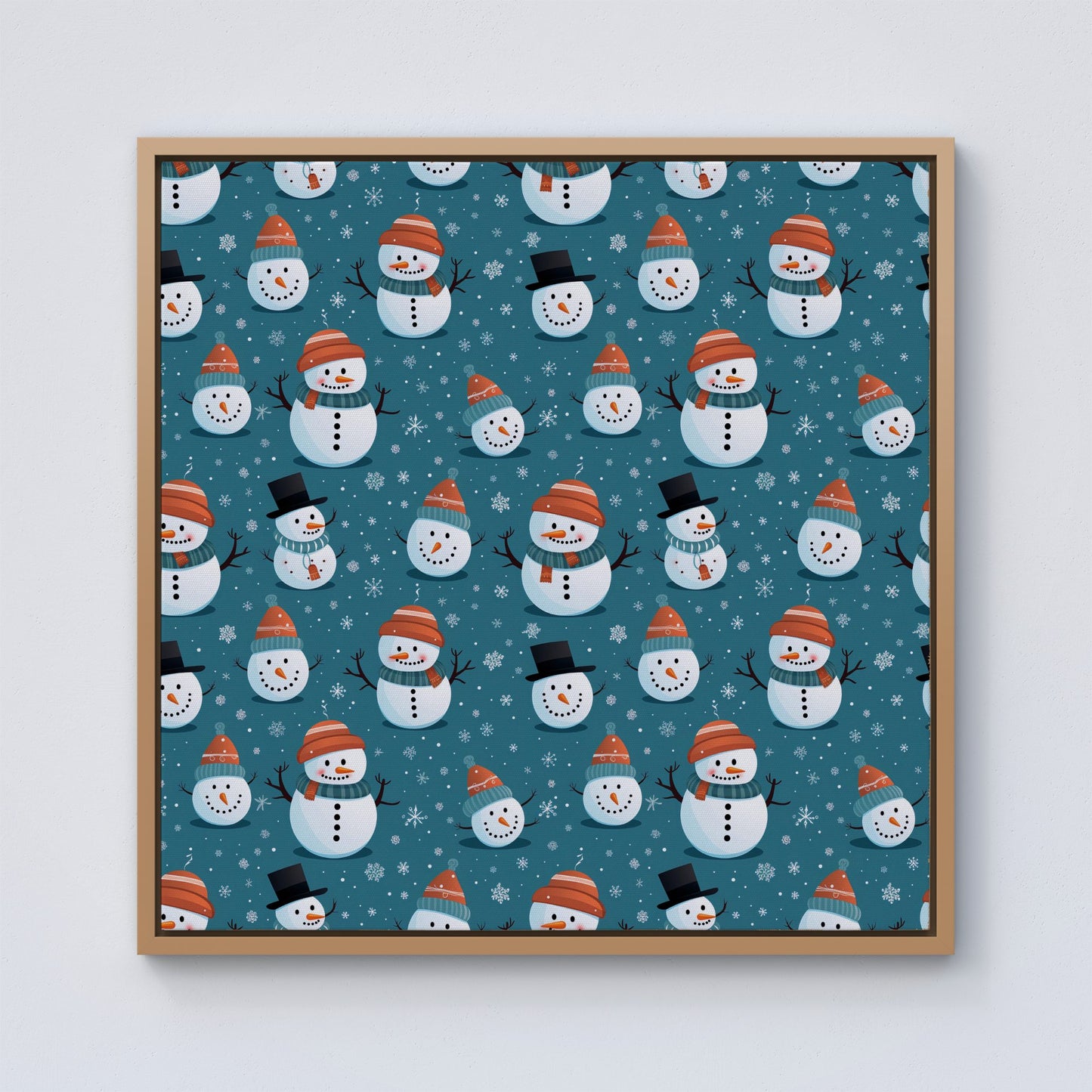Jolly Christmas Snowmen Framed Canvas