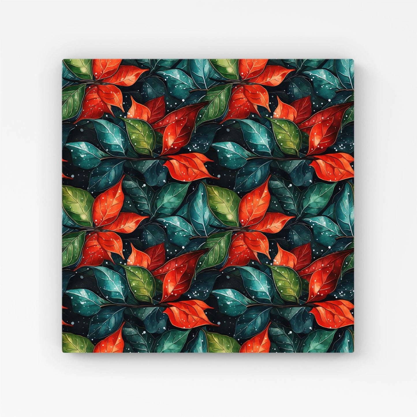 Christmas Watercolour Holly Leaf Canvas