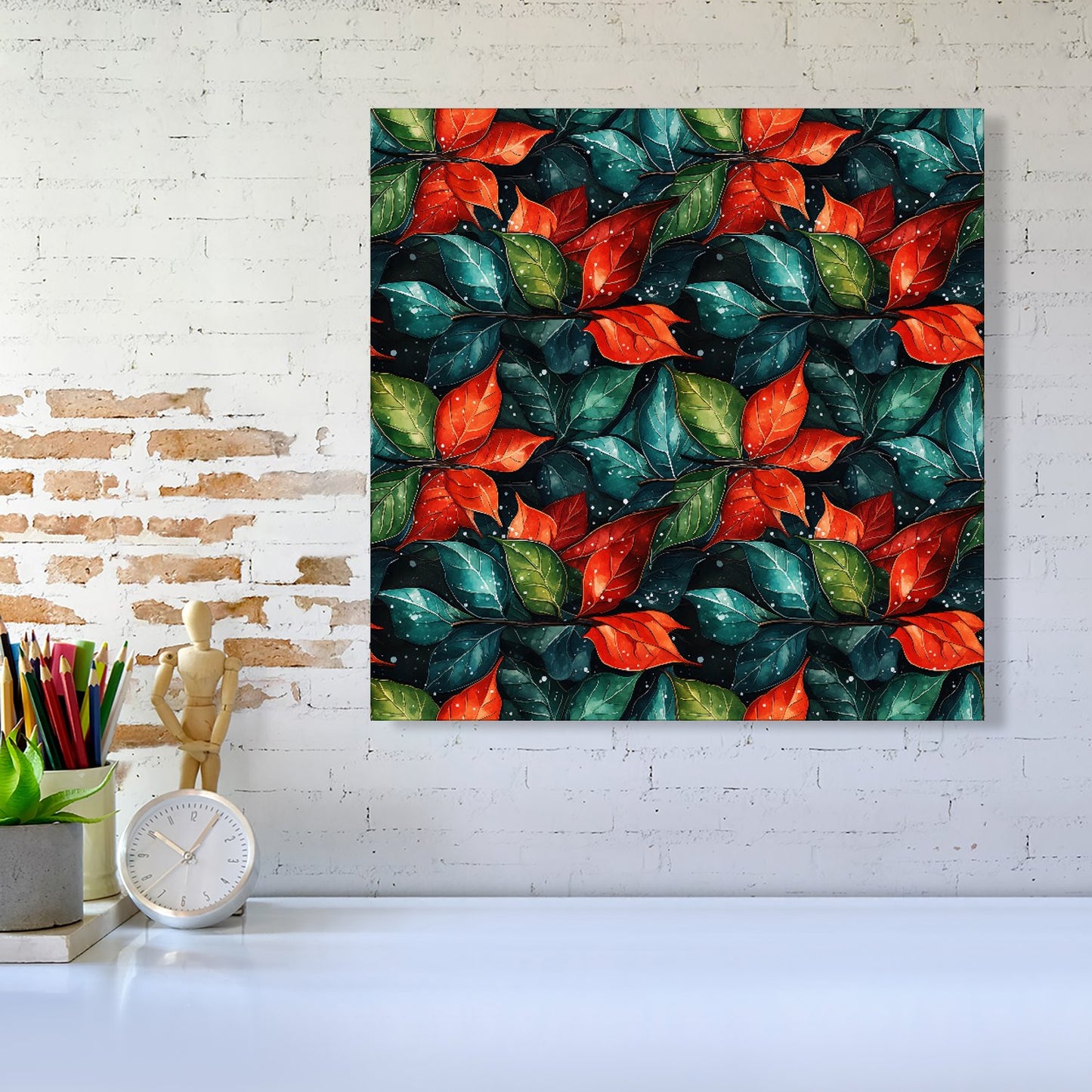 Christmas Watercolour Holly Leaf Canvas