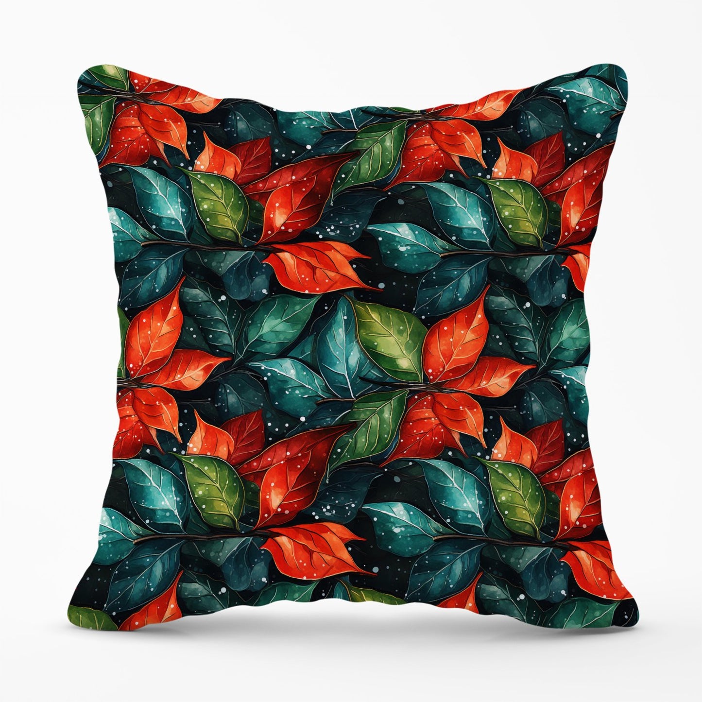 Christmas Watercolour Holly Leaf Outdoor Cushion