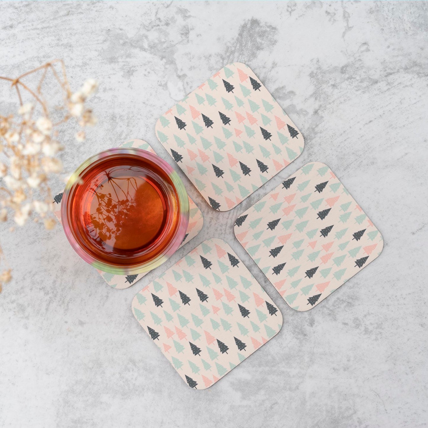 Christmas Tree Silhouette Pattern Coasters