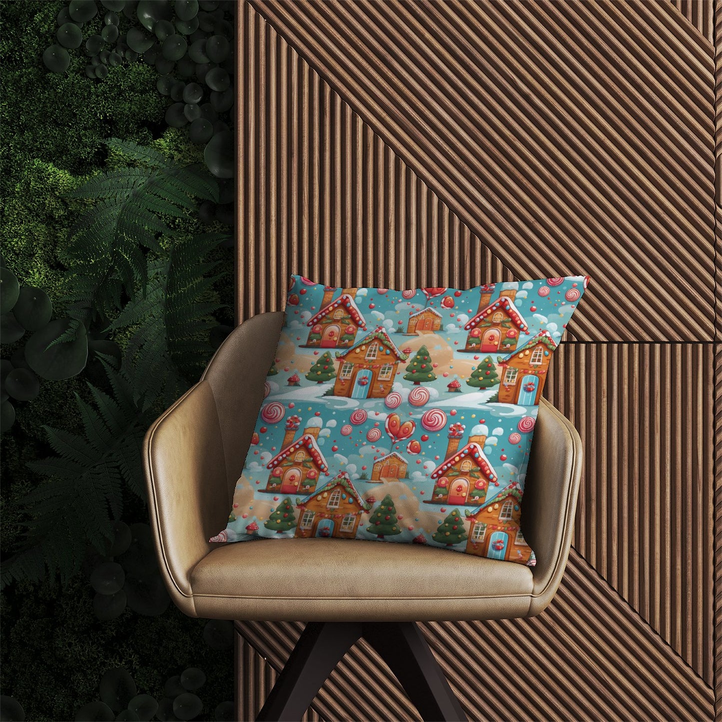 Christmas Gingerbread House Outdoor Cushion