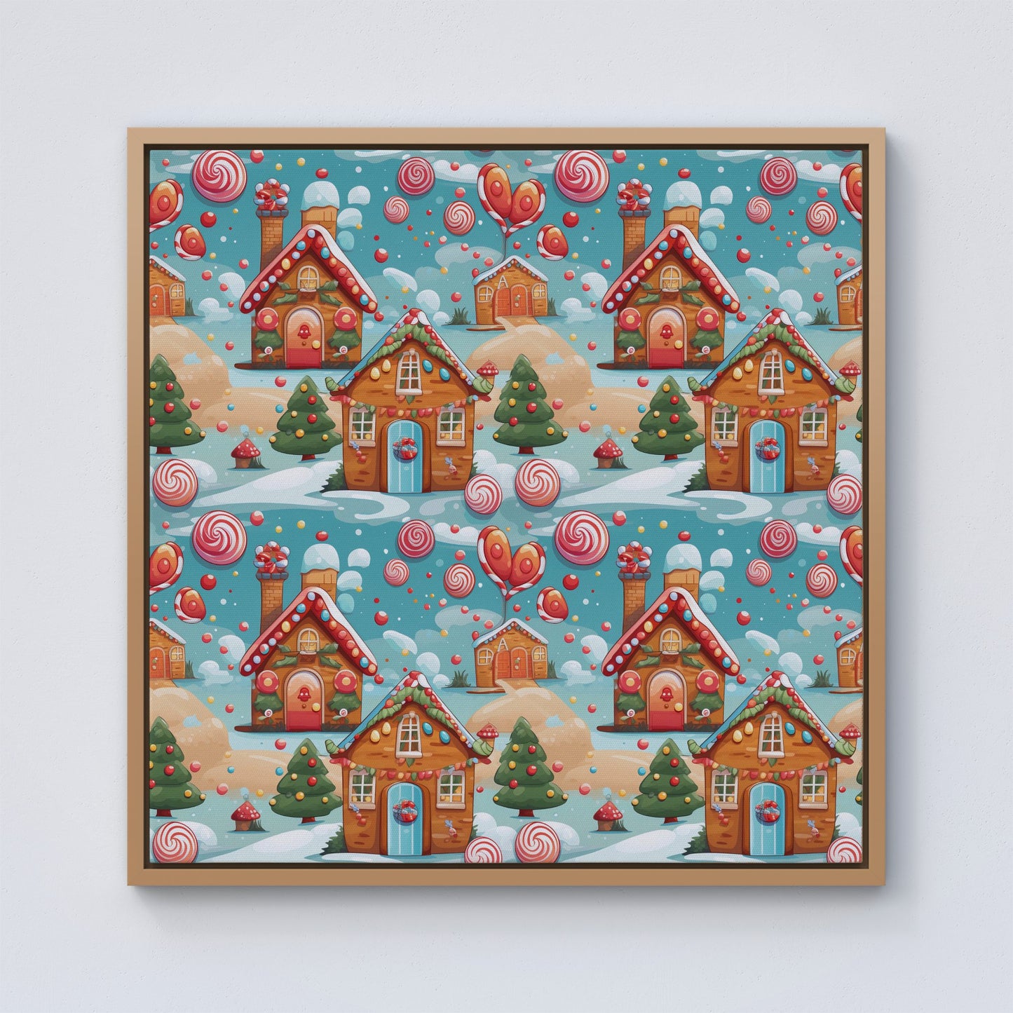 Christmas Gingerbread House Framed Canvas