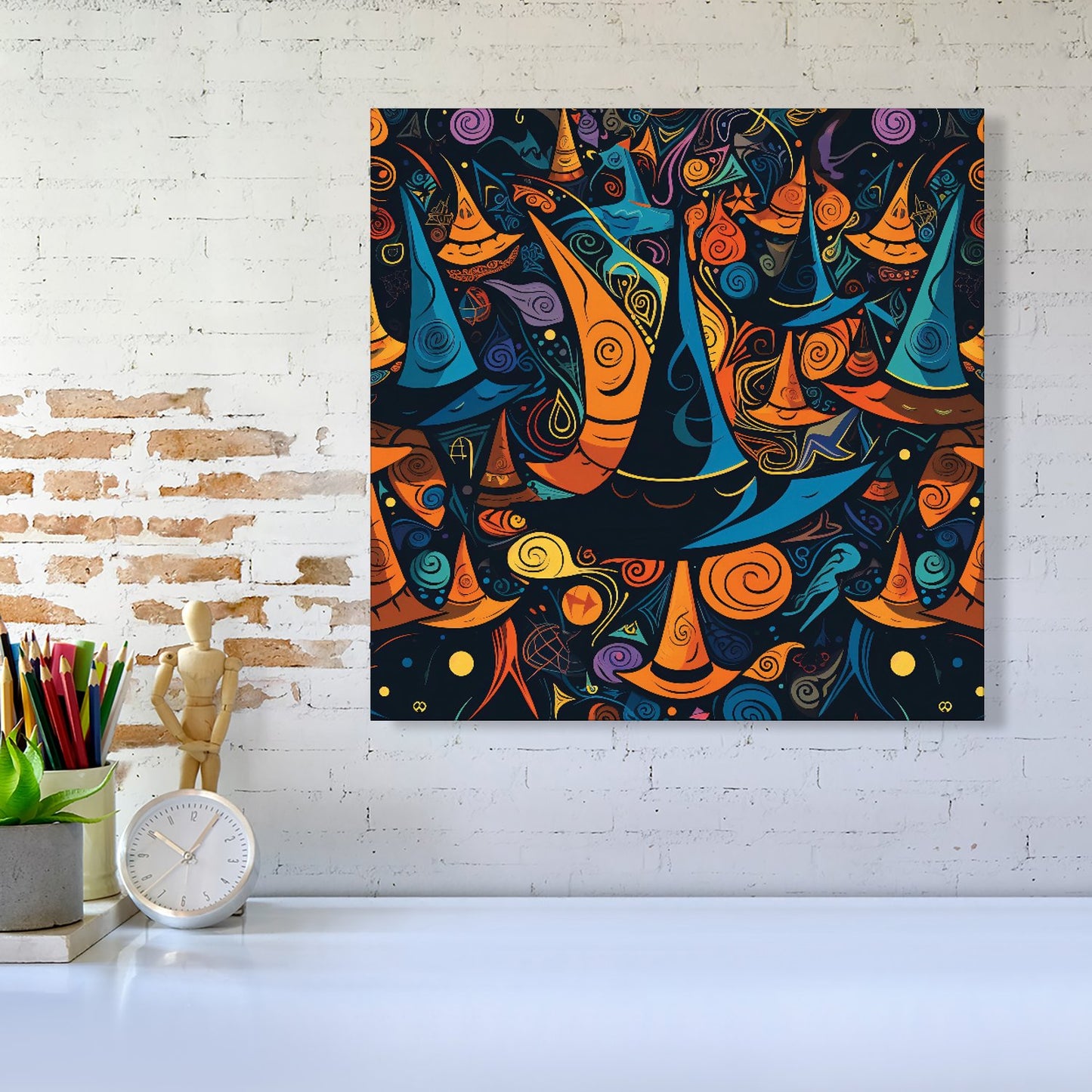 Imaginative Abstract Witches Hats Canvas