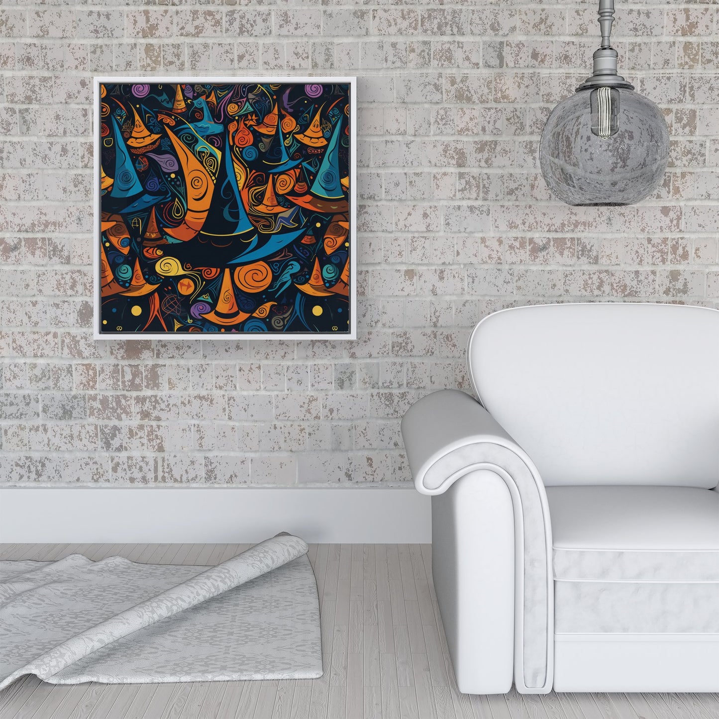 Imaginative Abstract Witches Hats Framed Canvas