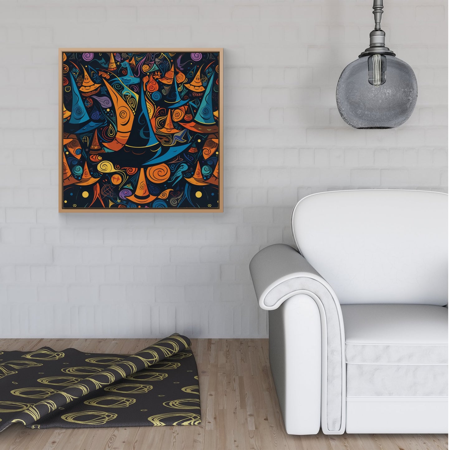 Imaginative Abstract Witches Hats Framed Canvas