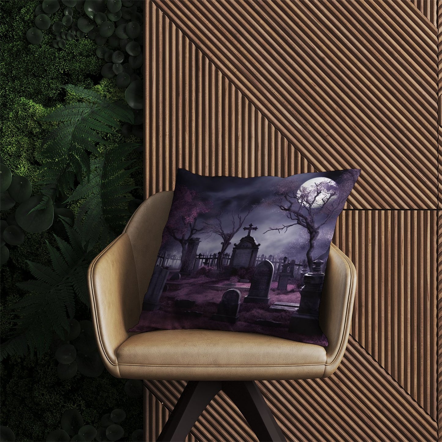 Witchs Moonlit Cemetery Design Outdoor Cushion