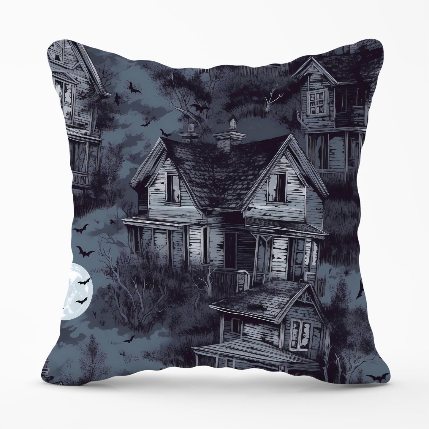 Spooky Shadowy Haunted House Outdoor Cushion
