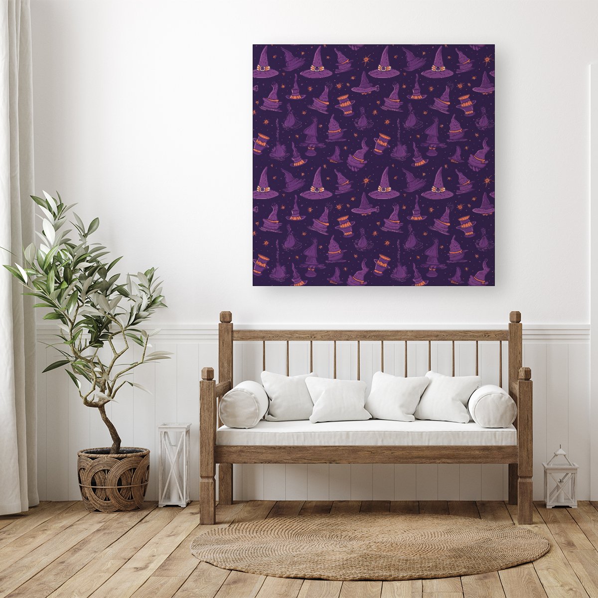 Witch Hats And Broomsticks Canvas
