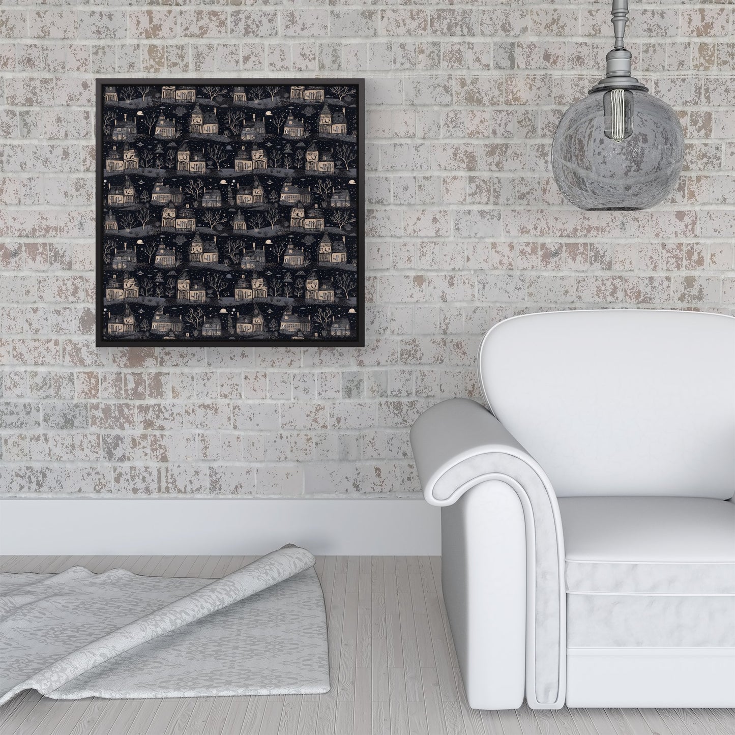 Spooky Haunted Houses Framed Canvas