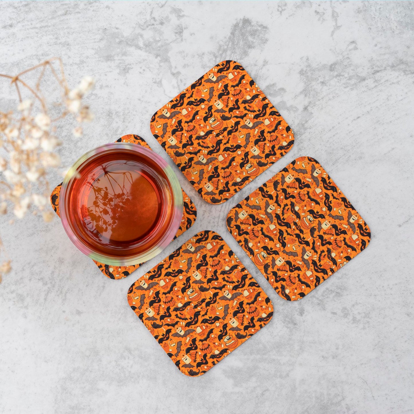 Candy-Filled Treat Bags And Bats Coasters