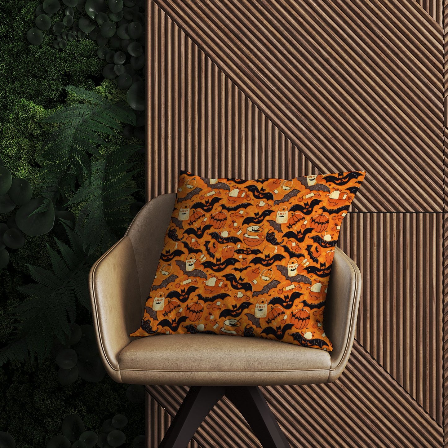 Candy-Filled Treat Bags And Bats Outdoor Cushion