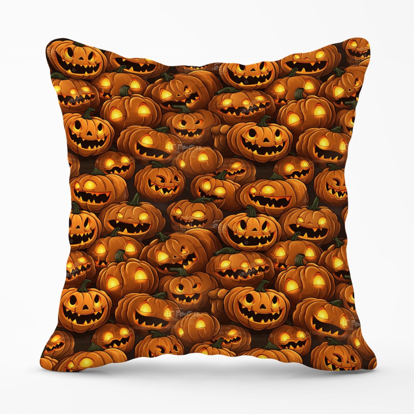 Grinning Lanterns Pumpkins With Glowing Eyes Outdoor Cushion