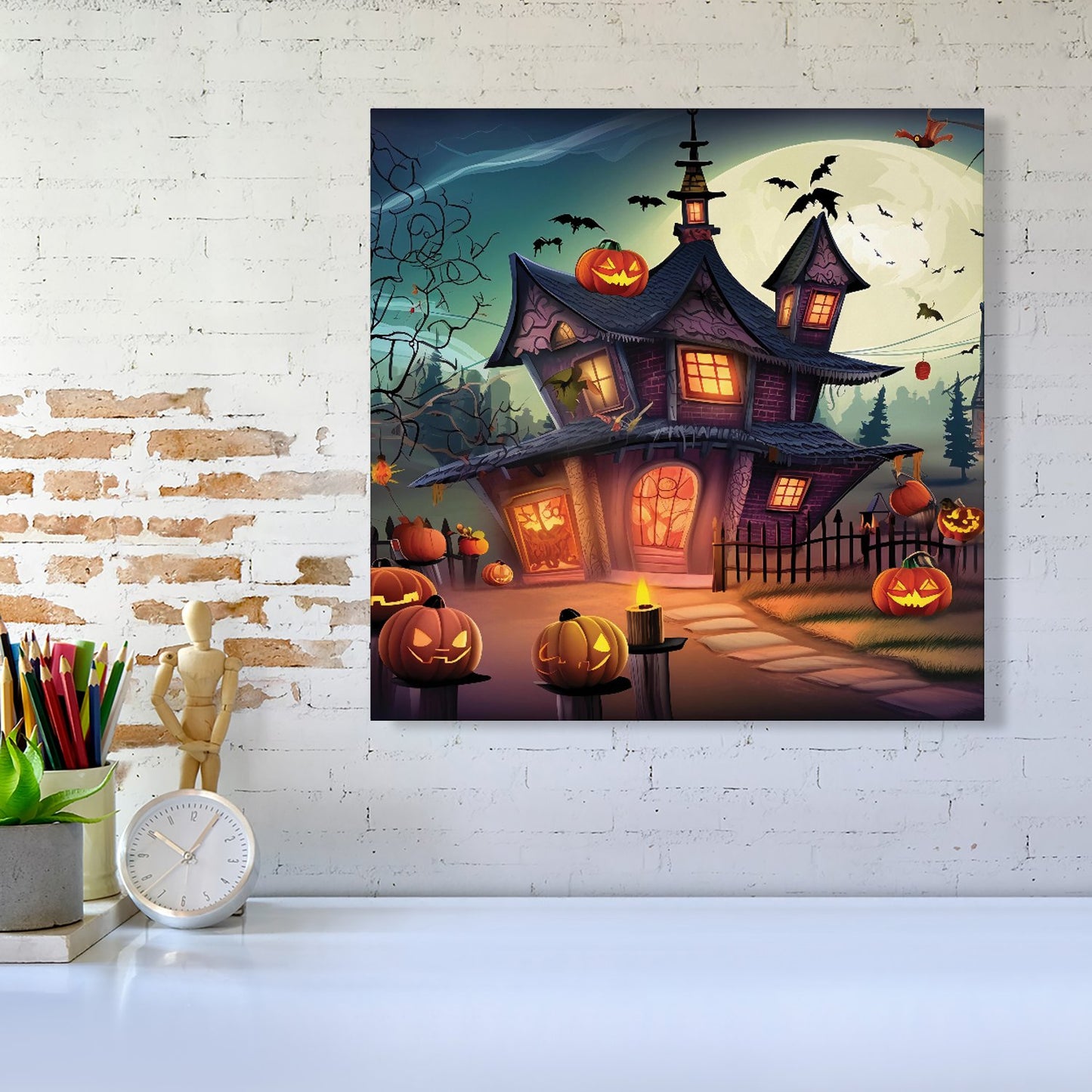 Spooky Halloween House Canvas