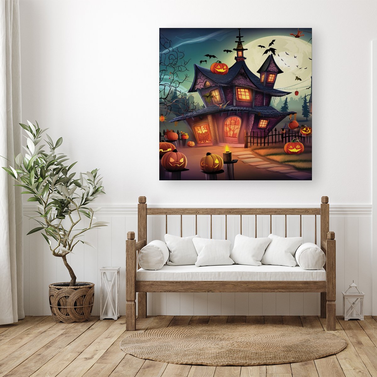 Spooky Halloween House Canvas