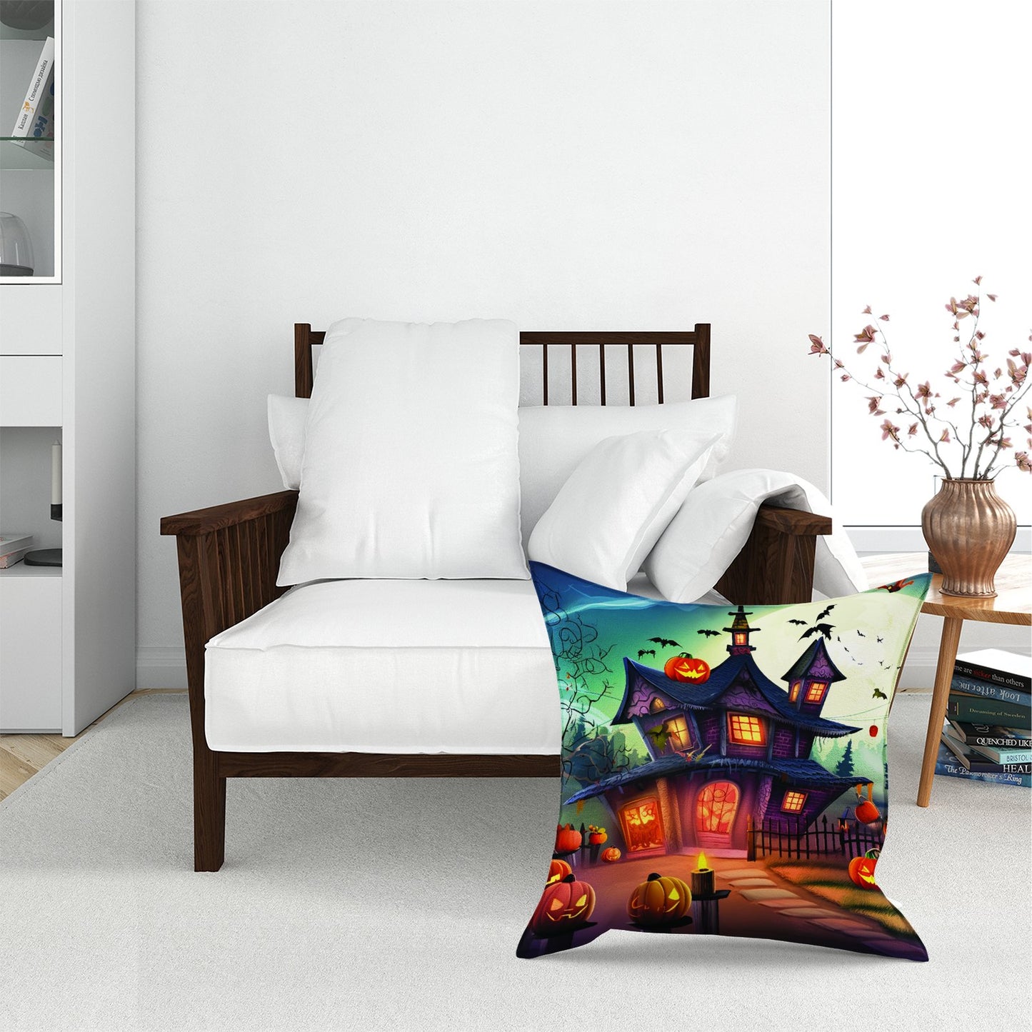 Spooky Halloween House Floor Cushion