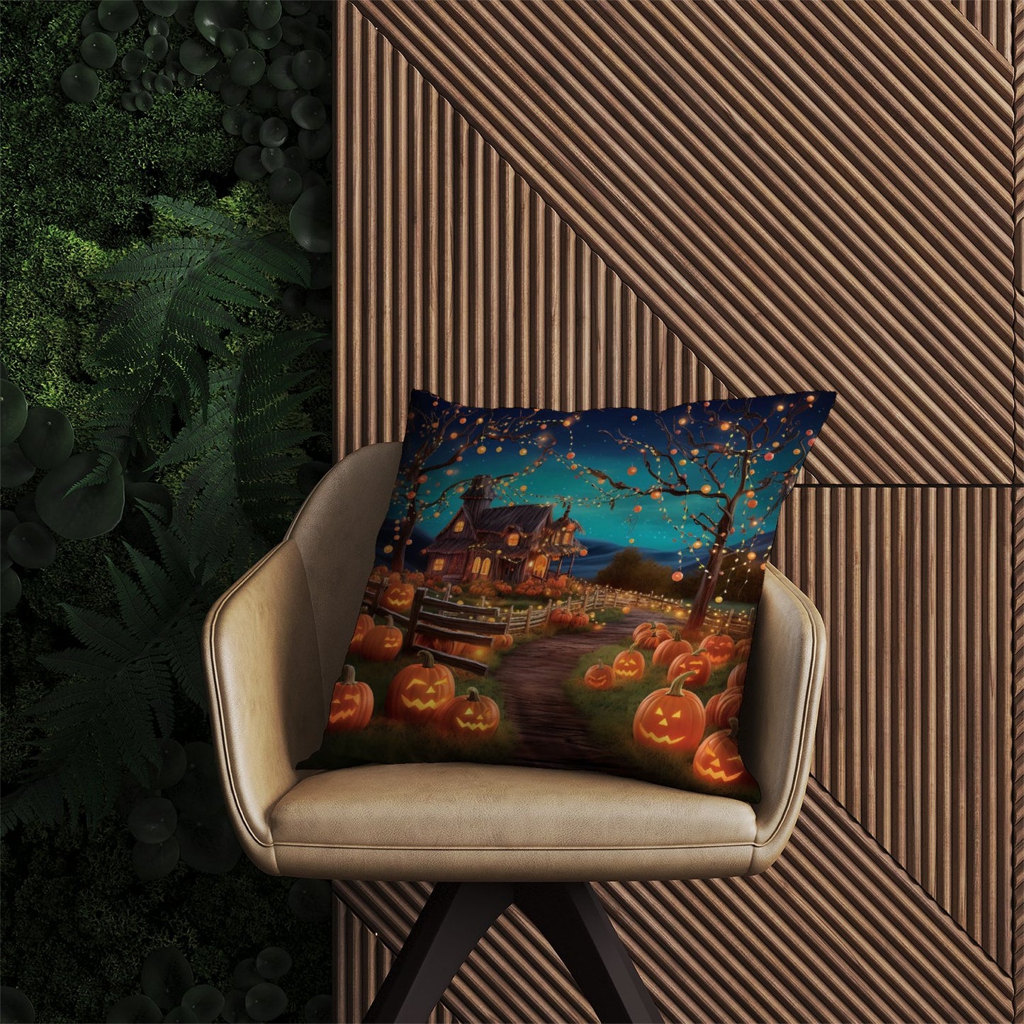 Enchanted Hallowen Pumpkin Patch Outdoor Cushion