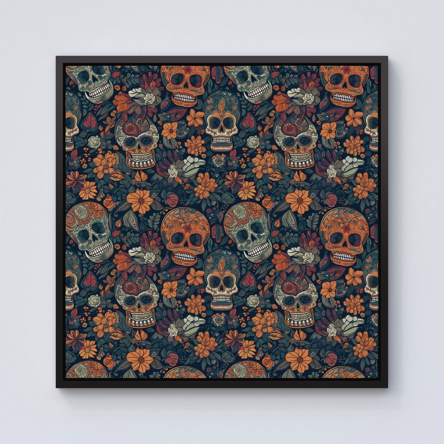 Dia De Los Muertos Skulls Framed Canvas