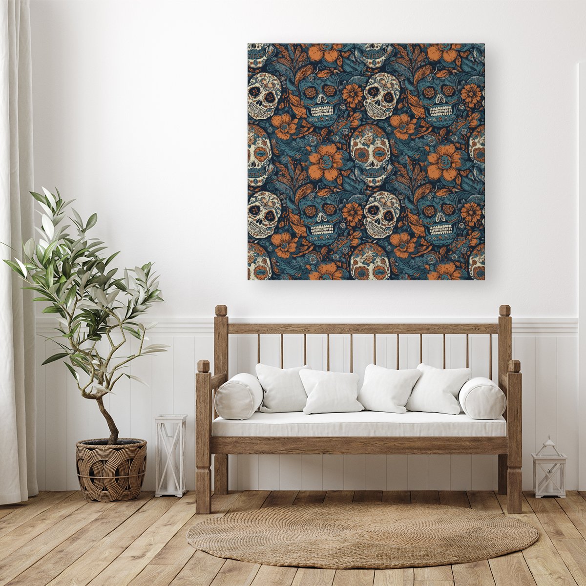 Dia De Los Muertos Skulls Pattern Canvas