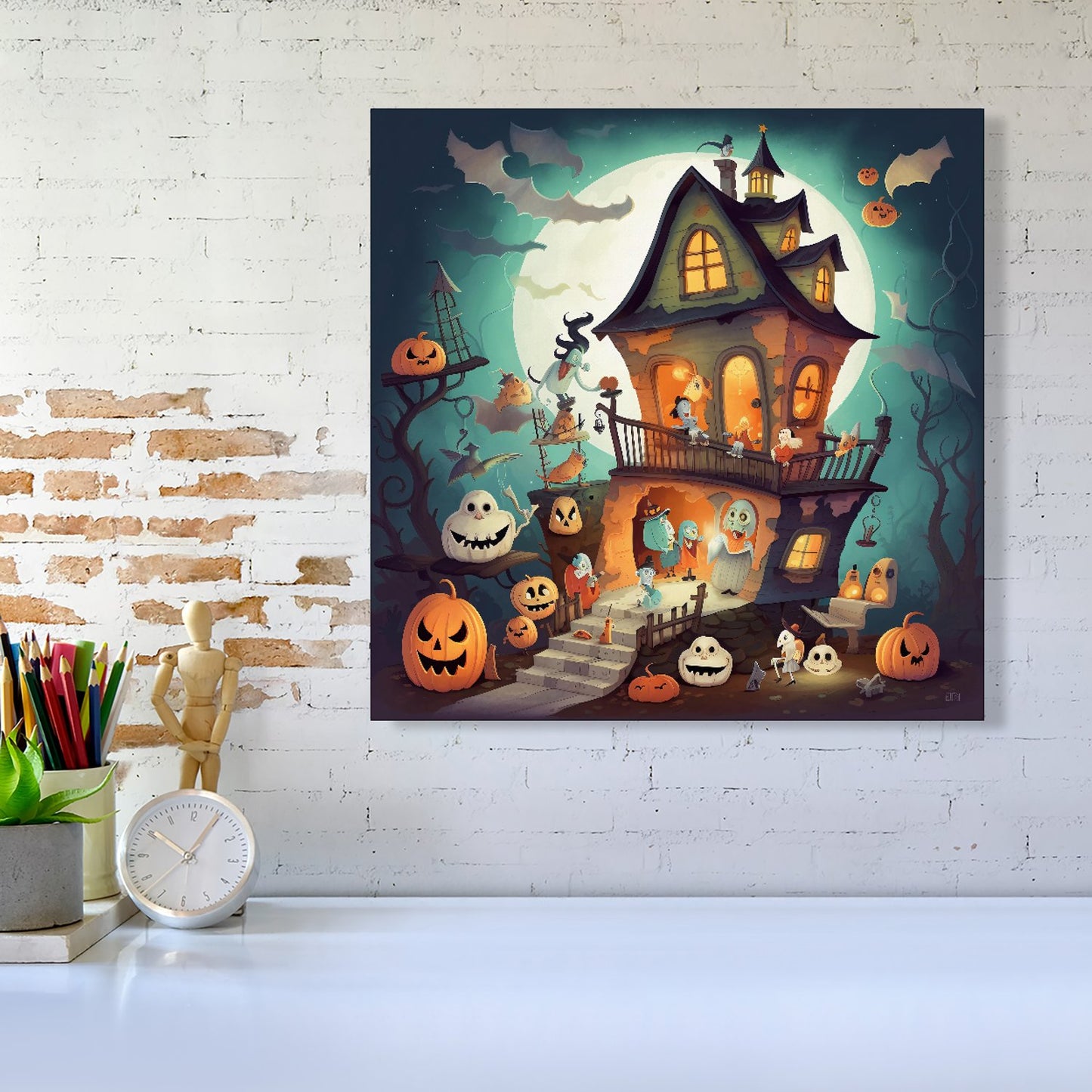 Illustrations A Whimsical Haunted House Canvas