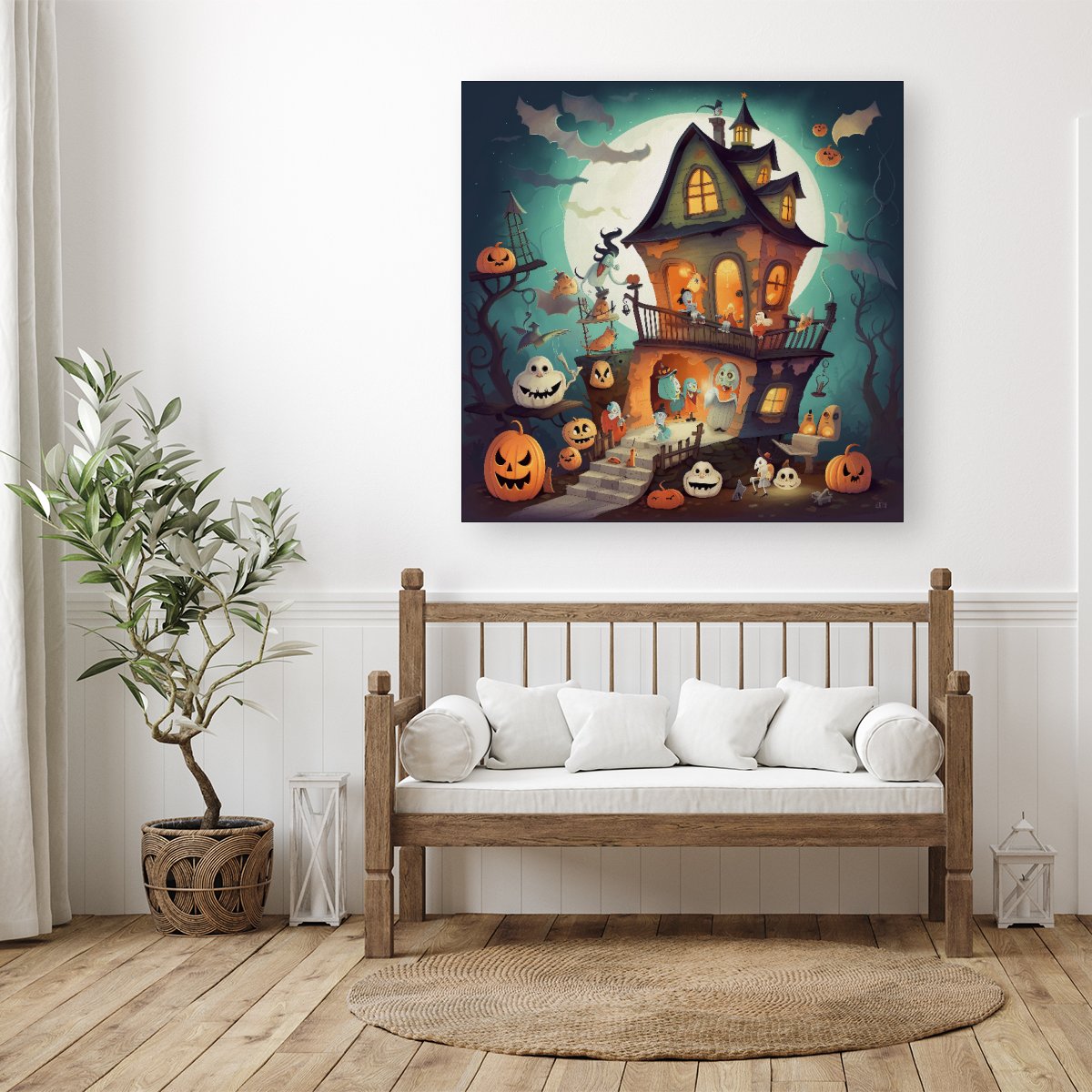 Illustrations A Whimsical Haunted House Canvas