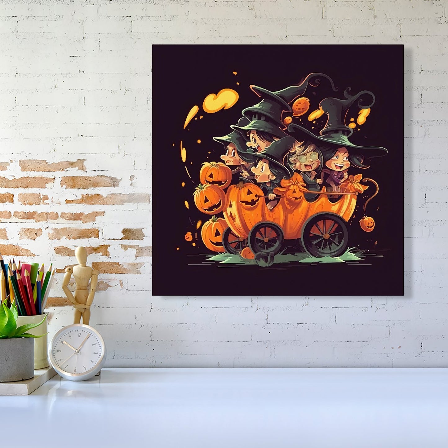 Cartoon Illustrations A Magical Pumpkin Carriage With Canvas