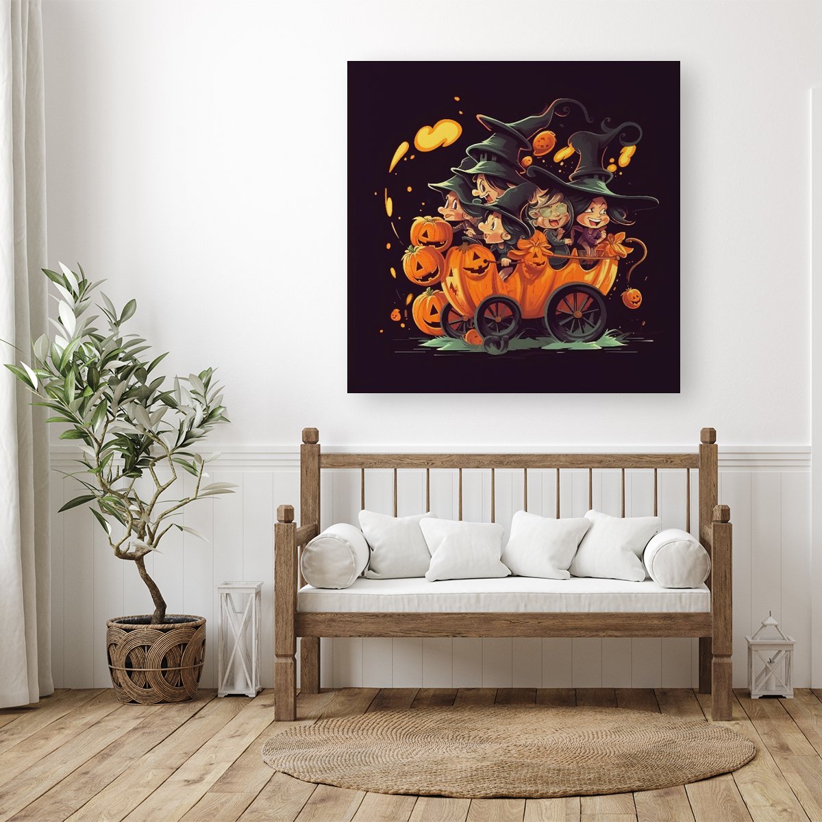 Cartoon Illustrations A Magical Pumpkin Carriage With Canvas