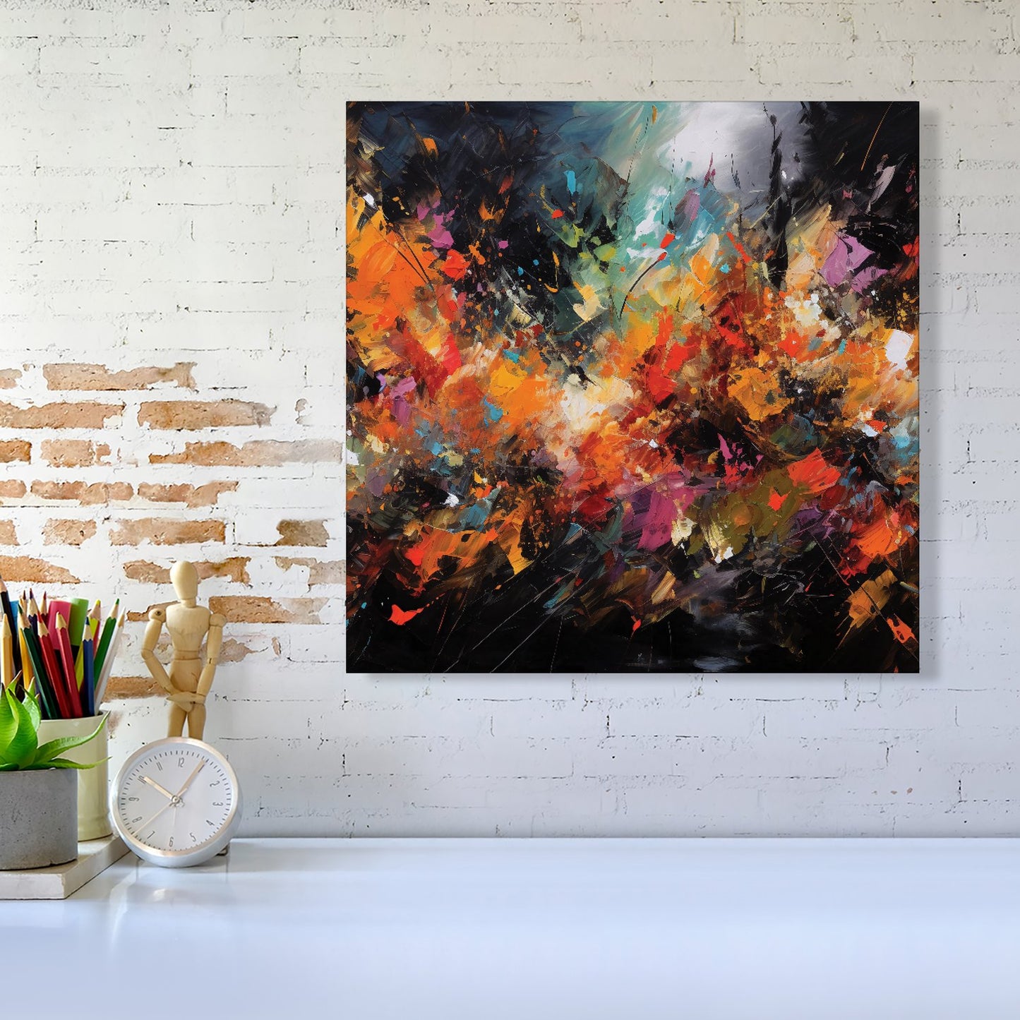 A Vibrant Abstract Painting Canvas