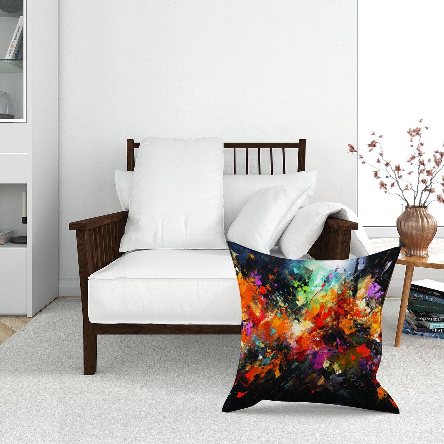 A Vibrant Abstract Painting Floor Cushion