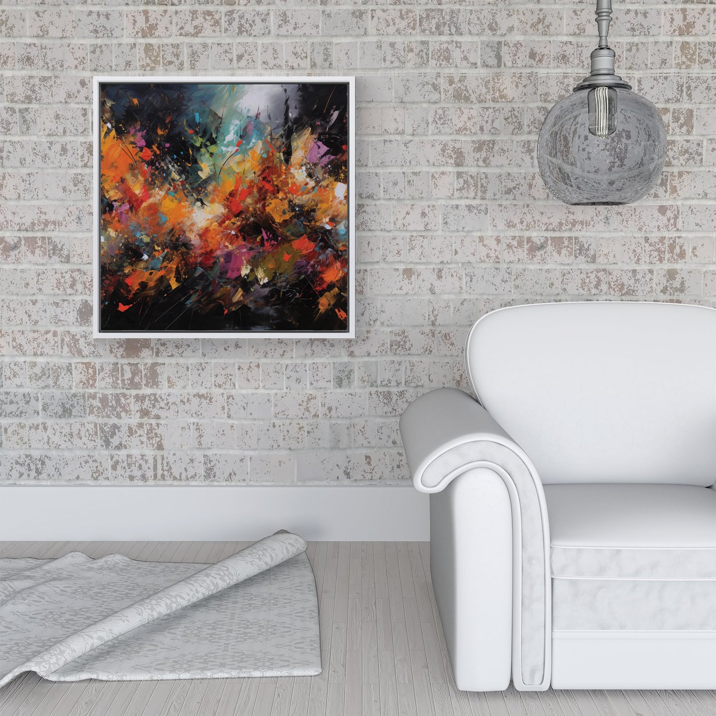 A Vibrant Abstract Painting Framed Canvas