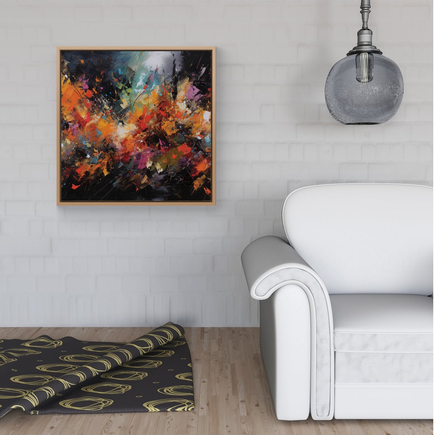 A Vibrant Abstract Painting Framed Canvas