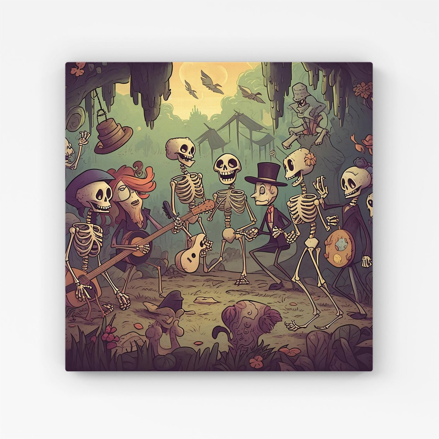 Cartoonish Skeletons Having A Party Canvas