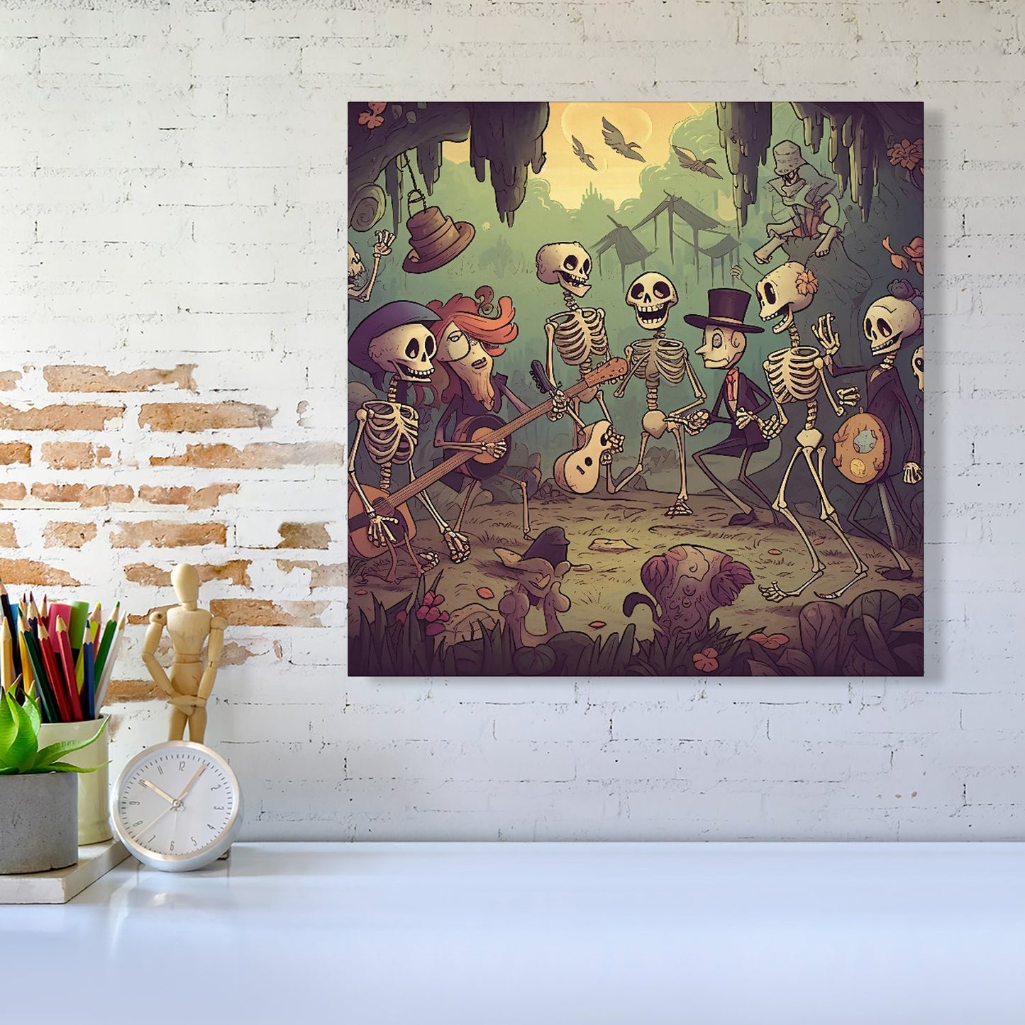 Cartoonish Skeletons Having A Party Canvas