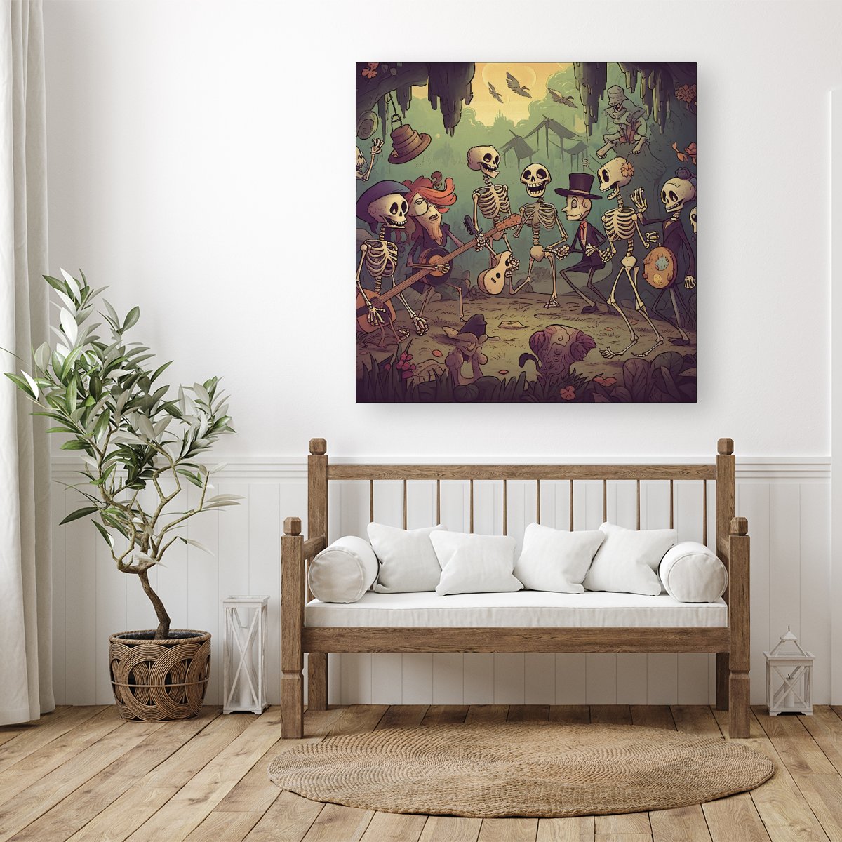 Cartoonish Skeletons Having A Party Canvas