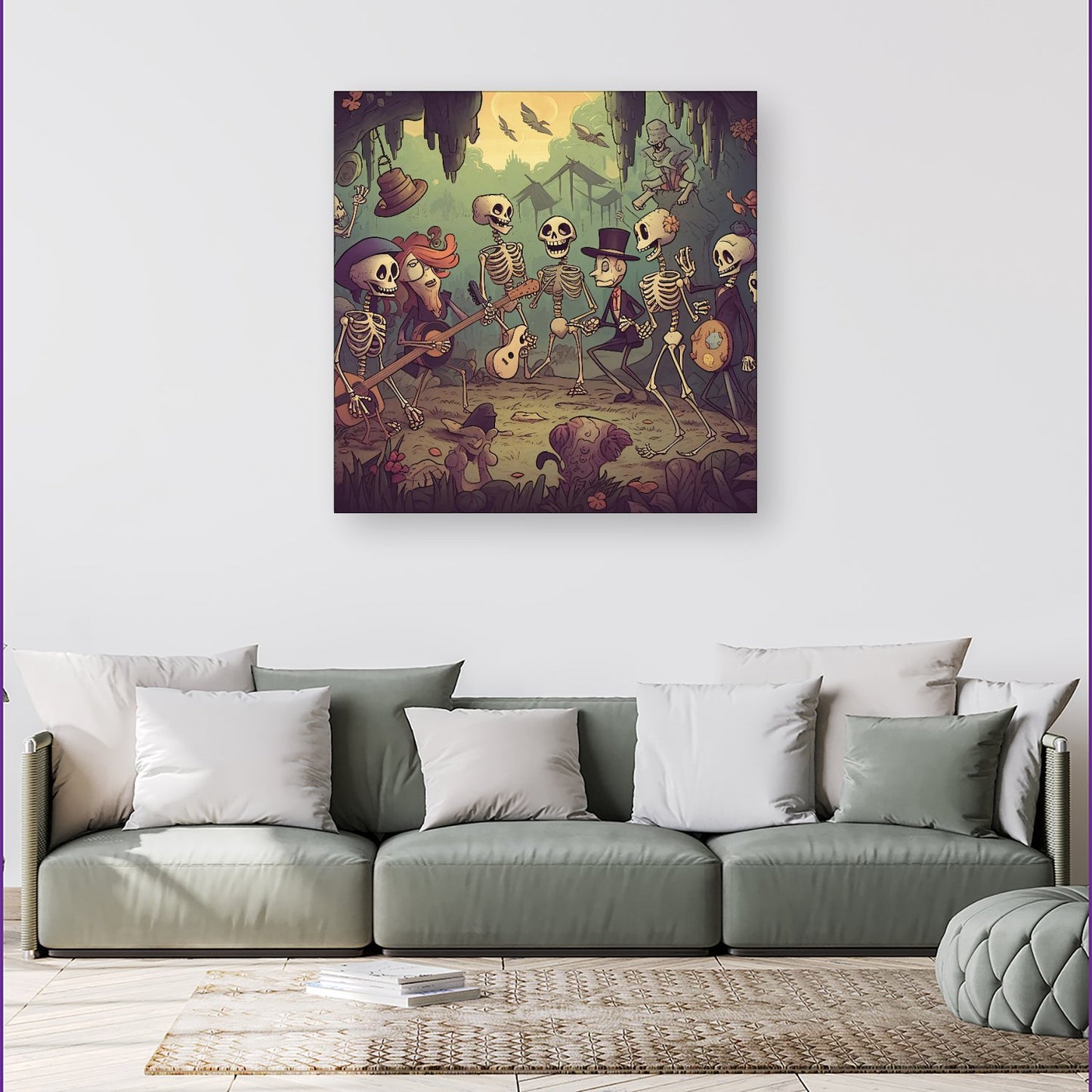 Cartoonish Skeletons Having A Party Canvas