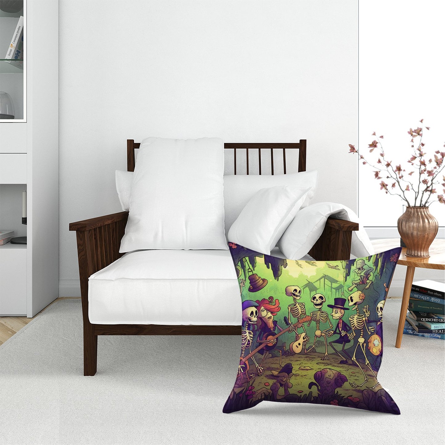 Cartoonish Askeletons Having A Party Floor Cushion