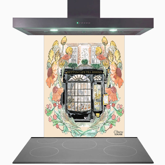 Bettys In Full Bloom Glass Kitchen Splashback
