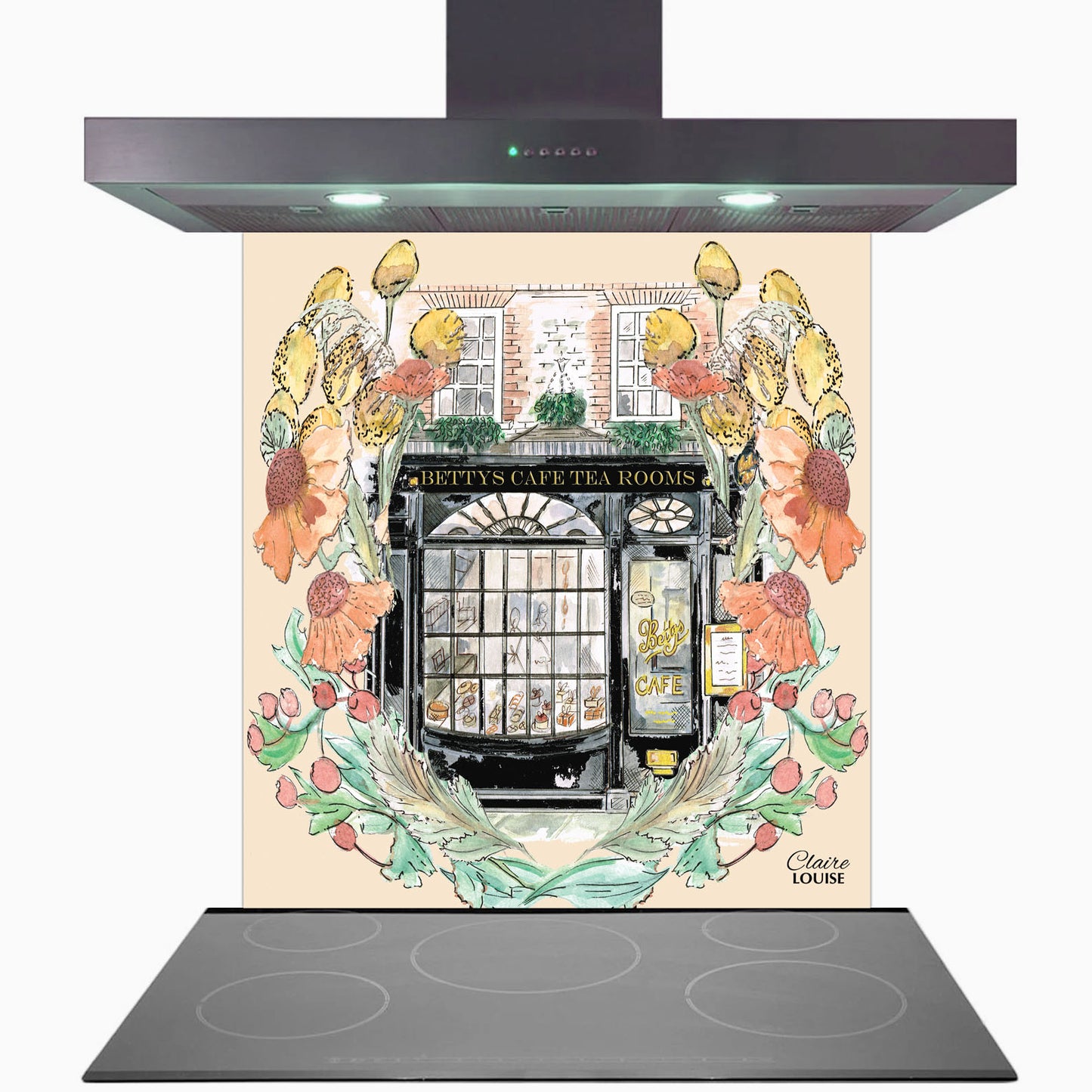 Bettys In Full Bloom Glass Kitchen Splashback
