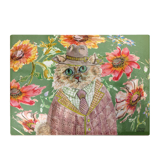 Cottage Floral Cat Chopping Board