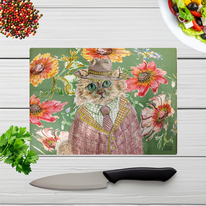 Cottage Floral Cat Chopping Board