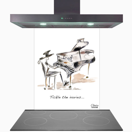 Tickle The Ivories Glass Kitchen Splashback