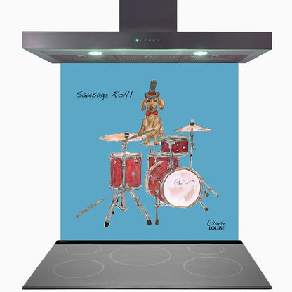 Drums Glass Kitchen Splashback