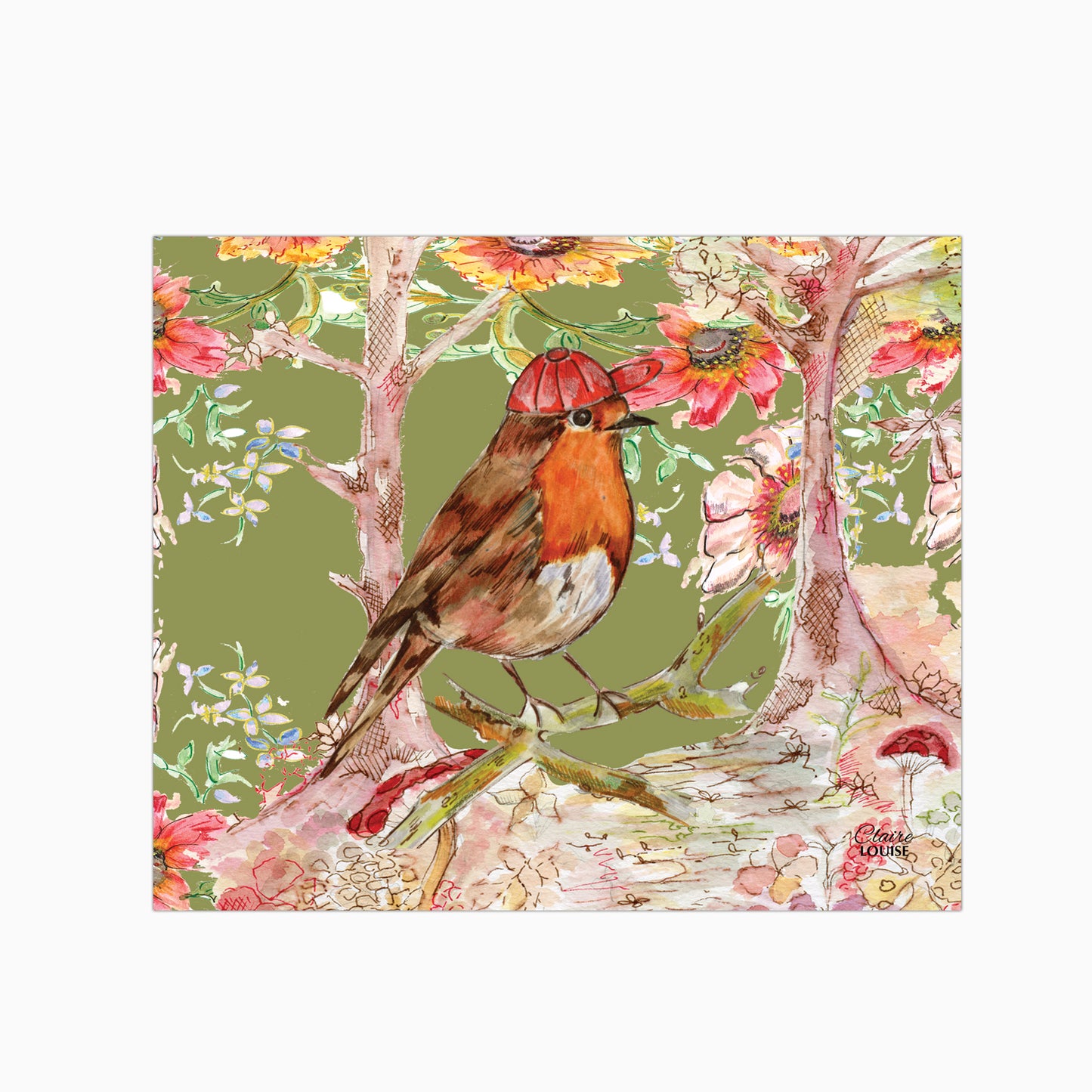 Whimsical Robin Glass Kitchen Splashback