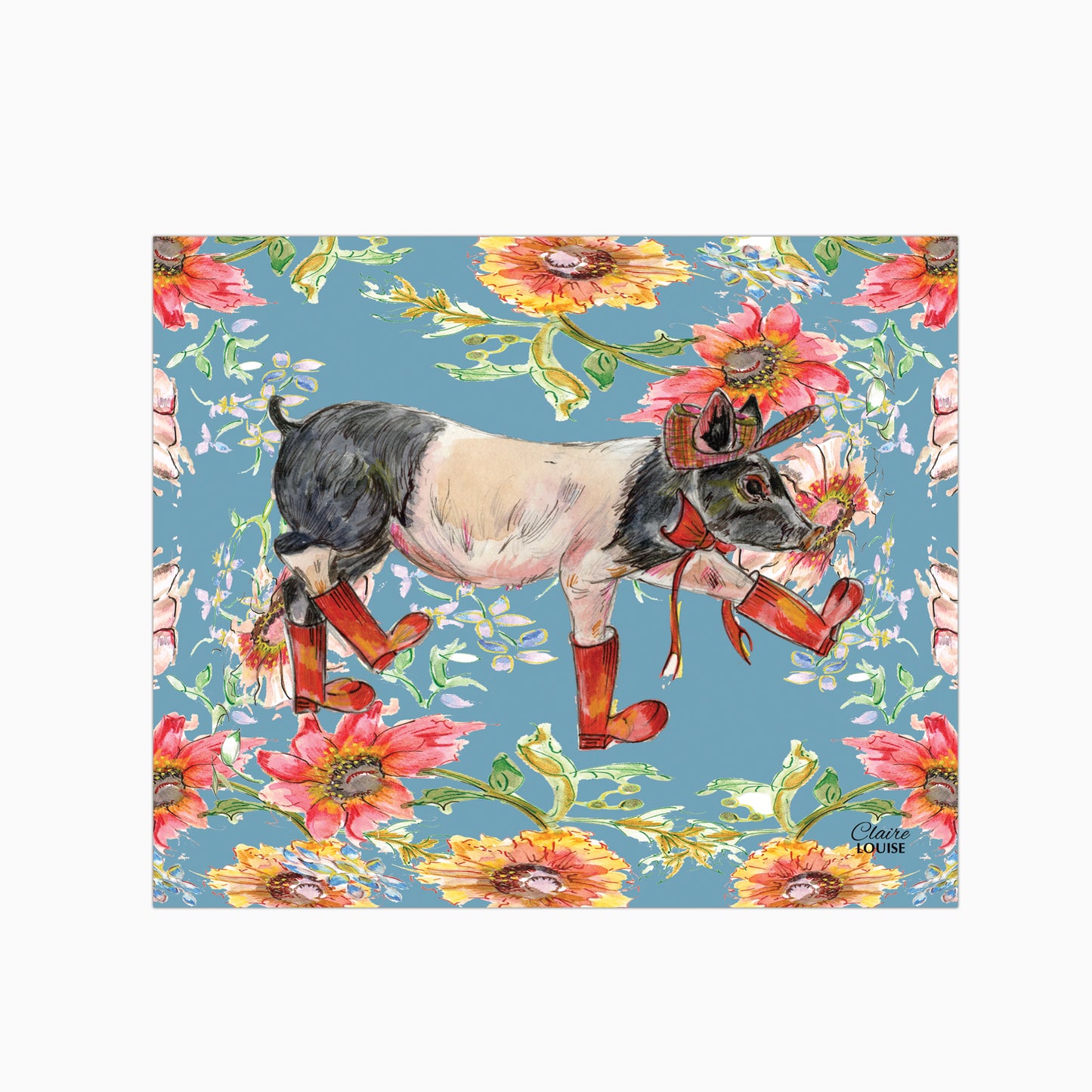 Whimsical Pig Glass Kitchen Splashback