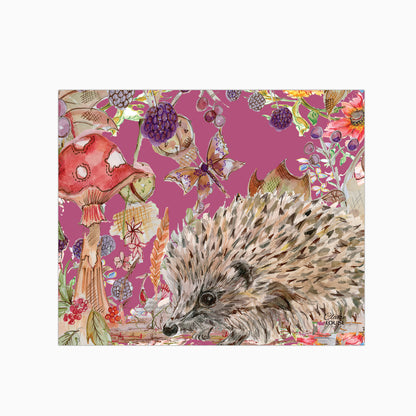 Whimsical Hedgehog Glass Kitchen Splashback