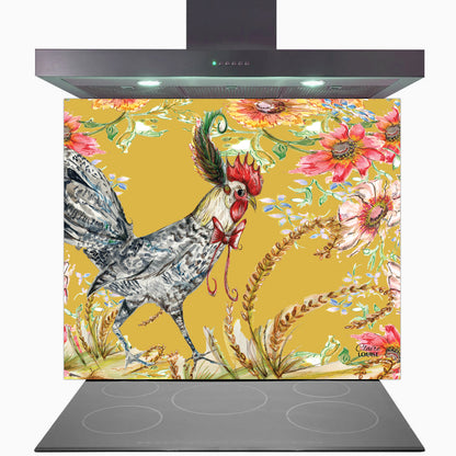 Whimsical Chicken Glass Kitchen Splashback